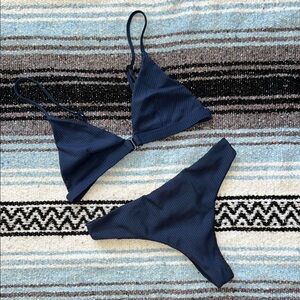 Acacia Swimwear Blue Triangle Thong Bikini Set